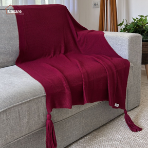 Manta Tricot Elegance com Pompom